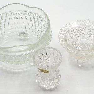 3 Vintage Crystal Clear Cut Glass Collectibles